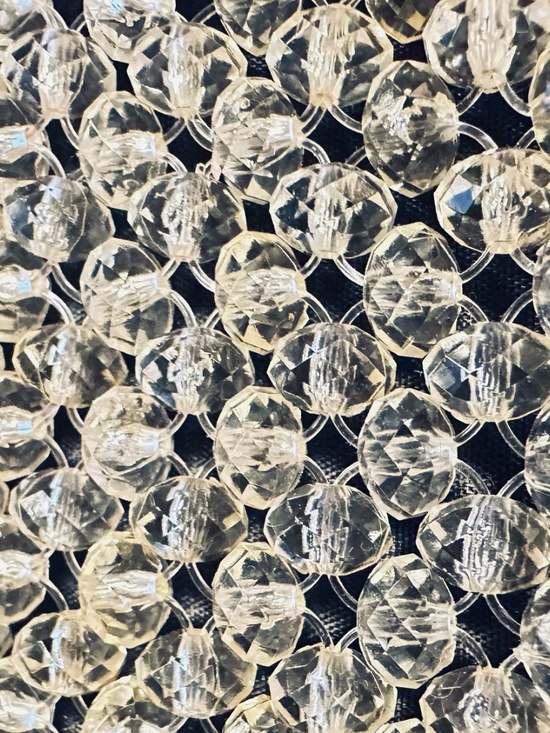 Vintage Crystal Fishnet Mesh Clutch Champagne Beaded Evening Bag Wedding Bridal - Picture 7 of 12